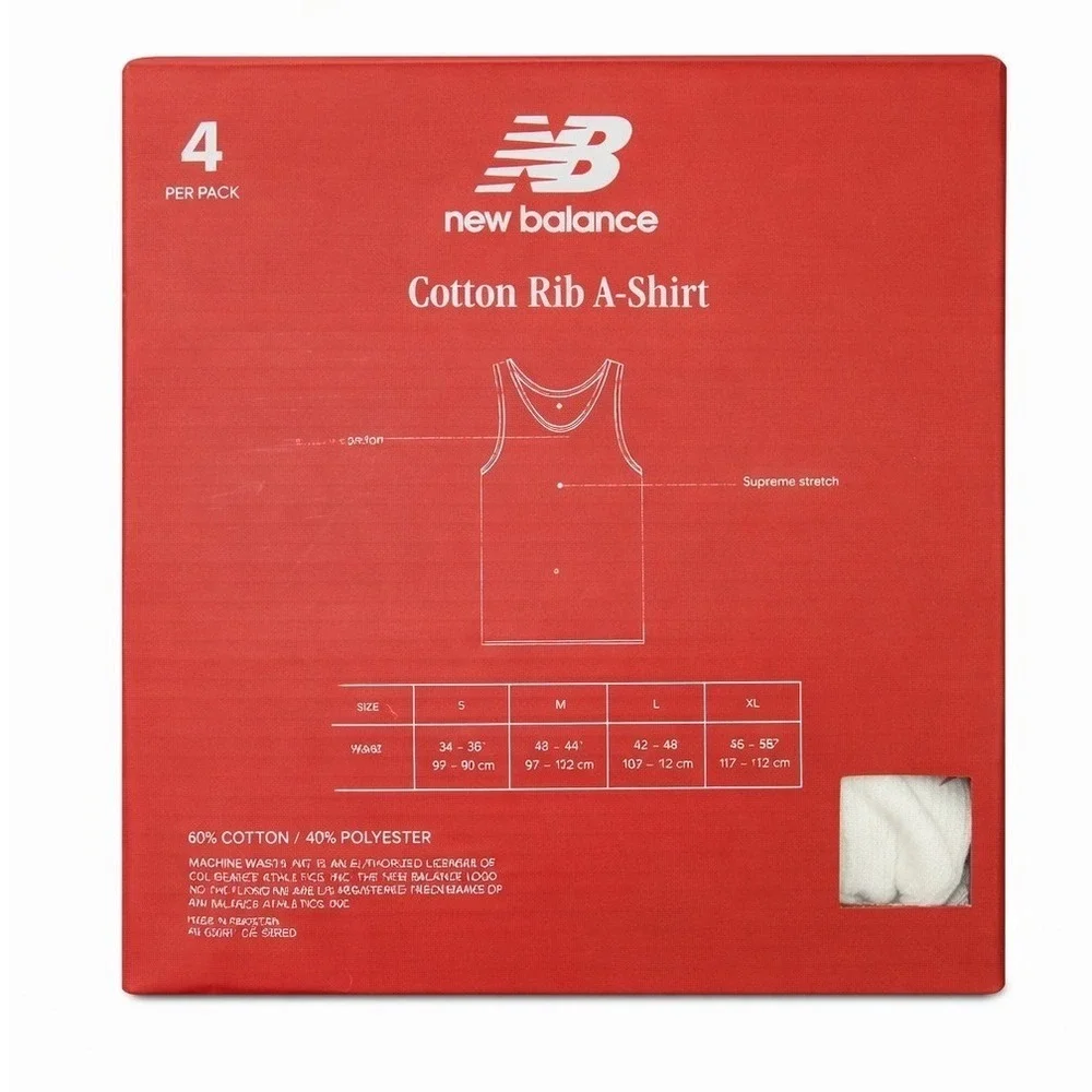 New Balance Men White A-Shirt 4pk & Leopoldo Comfort Trunks 3pk Bundle Size M